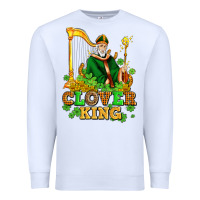 White st patricks clover king  with shamrocks Premium Sweatshirt - AdoDesignShop