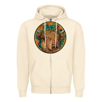 Sandshell fall highland cow round Zipper Hoodie - RanaPortraitStore