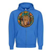 True Royal fall highland cow round Zipper Hoodie - RanaPortraitStore