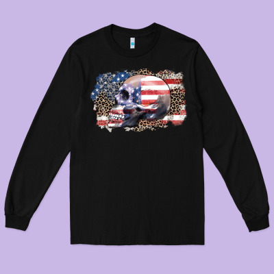 American Skull Long Sleeve Tee Designed By Zillion Design Studio