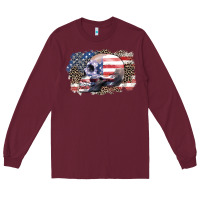 Burgundy american skull Long Sleeve Tee - Zillion Design Studio
