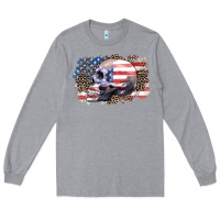 Heather Grey american skull Long Sleeve Tee - Zillion Design Studio
