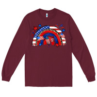 Burgundy American rainbow Long Sleeve Tee - Zillion Design Studio