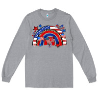 Heather Grey American rainbow Long Sleeve Tee - Zillion Design Studio