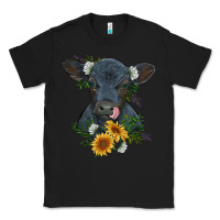 Black baby cow black angus calf with flowers Classic Tee - RanaPortraitStore