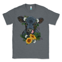 Charcoal Heather baby cow black angus calf with flowers Classic Tee - RanaPortraitStore