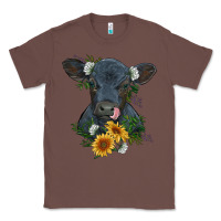 Chestnut baby cow black angus calf with flowers Classic Tee - RanaPortraitStore