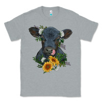 Heather Grey baby cow black angus calf with flowers Classic Tee - RanaPortraitStore