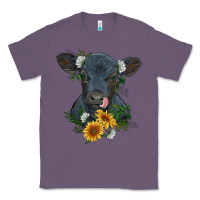 Lavender baby cow black angus calf with flowers Classic Tee - RanaPortraitStore