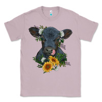 Lilac baby cow black angus calf with flowers Classic Tee - RanaPortraitStore