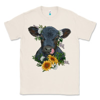 Natural baby cow black angus calf with flowers Classic Tee - RanaPortraitStore