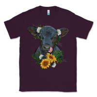 Plum baby cow black angus calf with flowers Classic Tee - RanaPortraitStore