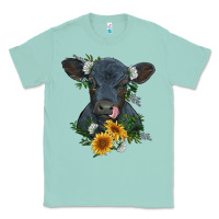 Baby Cow Black Angus Calf With Flowers Classic Tee | Teevron