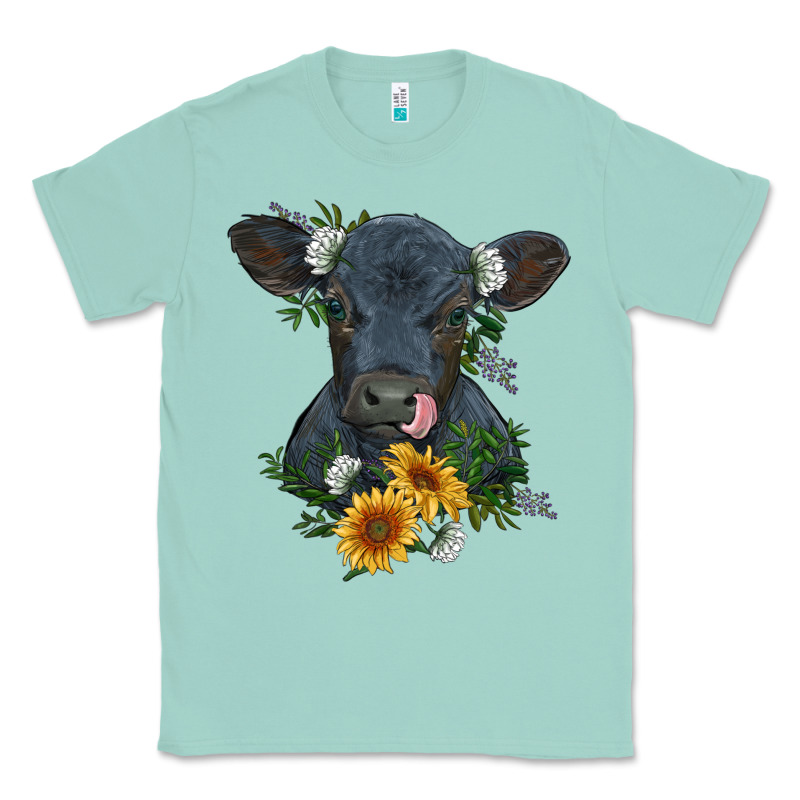 Baby Cow Black Angus Calf With Flowers Classic Tee by RanaPortraitStore | Teevron