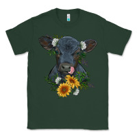 Sports Green baby cow black angus calf with flowers Classic Tee - RanaPortraitStore