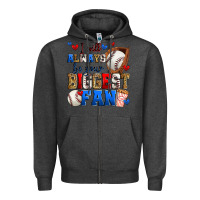 Charcoal Heather i will always be your biggest fan baseball Zipper Hoodie - Zillion Design Studio