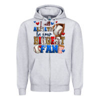 Heather Grey i will always be your biggest fan baseball Zipper Hoodie - Zillion Design Studio