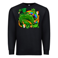 Black st patricks lips with horseshoe rainbow and shamrocks Premium Sweatshirt - AdoDesignShop