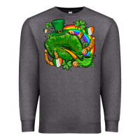 Charcoal Heather st patricks lips with horseshoe rainbow and shamrocks Premium Sweatshirt - AdoDesignShop
