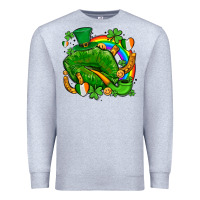 Heather Grey st patricks lips with horseshoe rainbow and shamrocks Premium Sweatshirt - AdoDesignShop