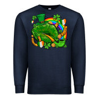 Navy st patricks lips with horseshoe rainbow and shamrocks Premium Sweatshirt - AdoDesignShop