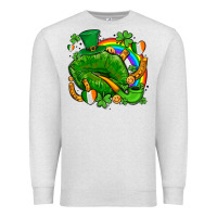 Oatmeal Heather st patricks lips with horseshoe rainbow and shamrocks Premium Sweatshirt - AdoDesignShop