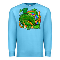 Ocean Blue st patricks lips with horseshoe rainbow and shamrocks Premium Sweatshirt - AdoDesignShop