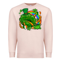 Pale Pink st patricks lips with horseshoe rainbow and shamrocks Premium Sweatshirt - AdoDesignShop