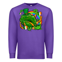 Purple st patricks lips with horseshoe rainbow and shamrocks Premium Sweatshirt - AdoDesignShop
