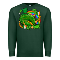 Sports Green st patricks lips with horseshoe rainbow and shamrocks Premium Sweatshirt - AdoDesignShop