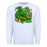 White st patricks lips with horseshoe rainbow and shamrocks Premium Sweatshirt - AdoDesignShop