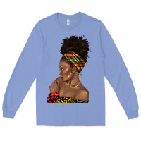 Colony Blue afro black woman profile juneteenth Long Sleeve Tee - texasbilliewilder