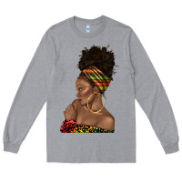 Heather Grey afro black woman profile juneteenth Long Sleeve Tee - texasbilliewilder