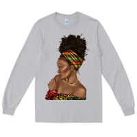 Afro Black Woman Profile Juneteenth Long Sleeve Tee | Teevron