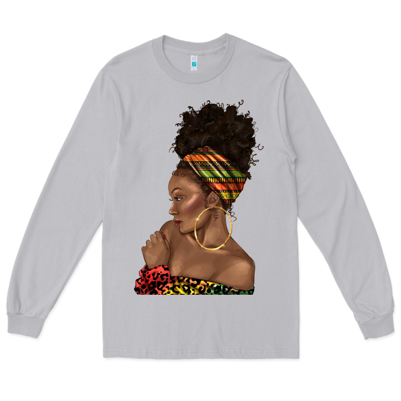 Afro Black Woman Profile Juneteenth Long Sleeve Tee by texasbilliewilder | Teevron