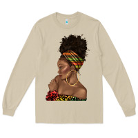 Mushroom afro black woman profile juneteenth Long Sleeve Tee - texasbilliewilder
