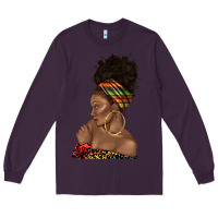 Plum afro black woman profile juneteenth Long Sleeve Tee - texasbilliewilder