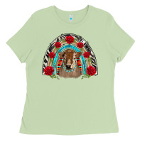 Matcha brown baby cow floral rose rainbow Ladies Tee - BarkalooDesign
