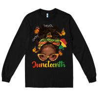Black afro messy bun juneteenth Long Sleeve Tee - texasbilliewilder