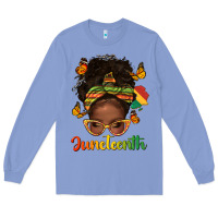 Colony Blue afro messy bun juneteenth Long Sleeve Tee - texasbilliewilder