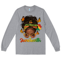 Heather Grey afro messy bun juneteenth Long Sleeve Tee - texasbilliewilder