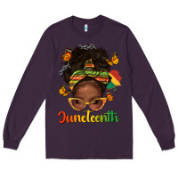 Plum afro messy bun juneteenth Long Sleeve Tee - texasbilliewilder