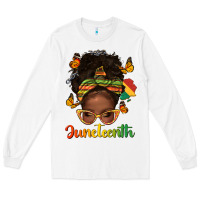 White afro messy bun juneteenth Long Sleeve Tee - texasbilliewilder
