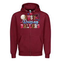 Burgundy busy raising ballers volleyball Zipper Hoodie - Zillion Design Studio