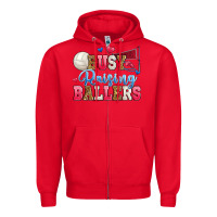 Red busy raising ballers volleyball Zipper Hoodie - Zillion Design Studio