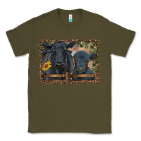 Army Green western black angus cattle and calf with leopard Classic Tee - RanaPortraitStore