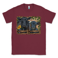 Burgundy western black angus cattle and calf with leopard Classic Tee - RanaPortraitStore