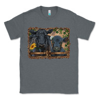 Charcoal Heather western black angus cattle and calf with leopard Classic Tee - RanaPortraitStore