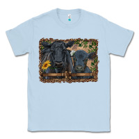 Dusty Blue western black angus cattle and calf with leopard Classic Tee - RanaPortraitStore