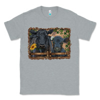 Heather Grey western black angus cattle and calf with leopard Classic Tee - RanaPortraitStore
